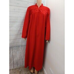 Marissa Long Robe 1/2 Zip Womens Red Sz 1X Pockets Long Sleeve